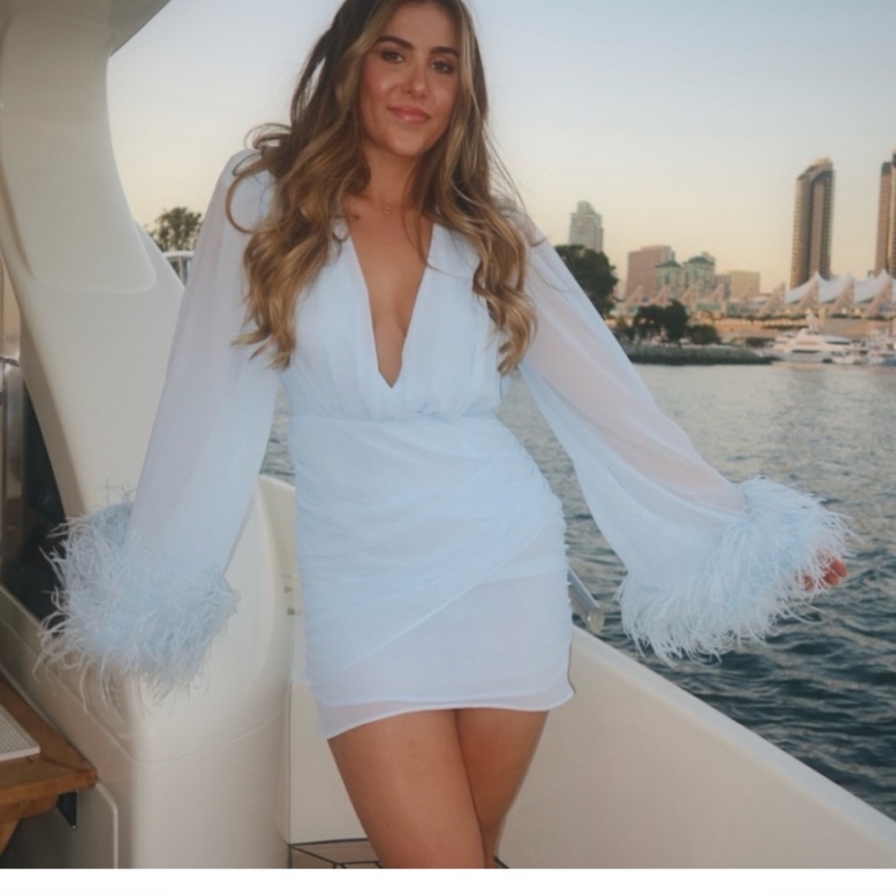 Agneta Mini Dress in Baby Blue size Medium